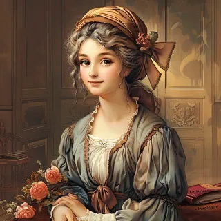 Portrait illustratif du personnage d'Ang&eacute;lique la fille d'Argant dans la pi&egrave;ce de th&eacute;&acirc;tre le malade imaginaire de Moli&egrave;re